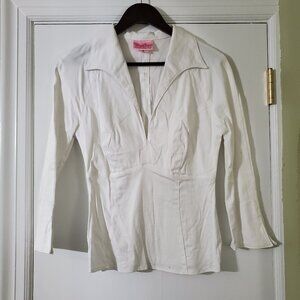Pinup Couture White V-Neck
